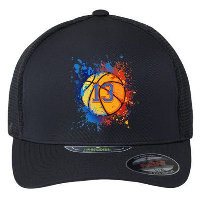 13th Birthday Party Thirteen 13 Year Old Basketball Bday Flexfit Unipanel Trucker Cap