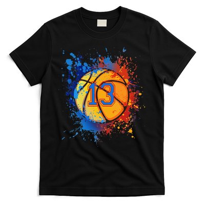 13th Birthday Party Thirteen 13 Year Old Basketball Bday T-Shirt