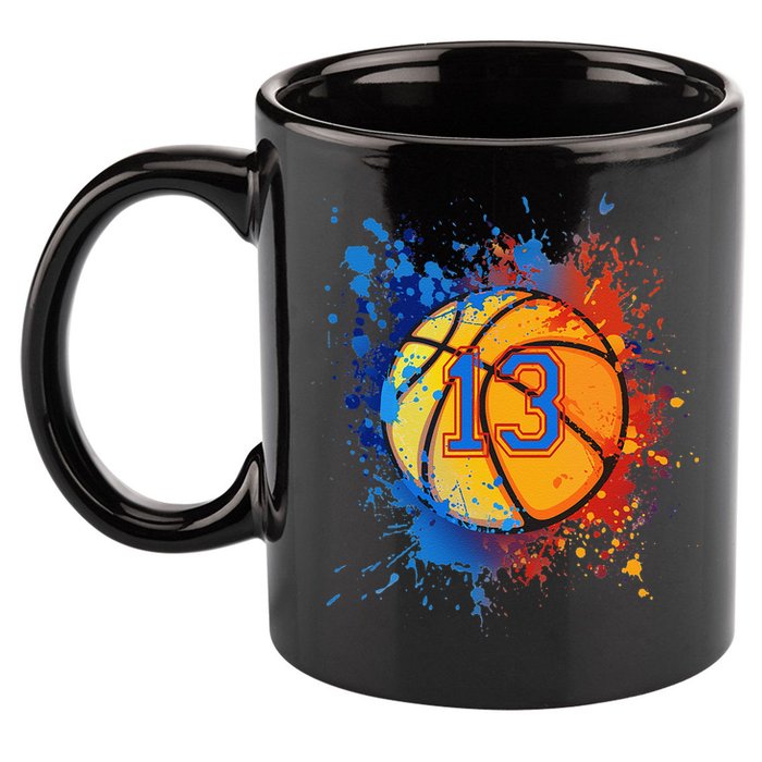13th Birthday Party Thirteen 13 Year Old Basketball Bday 11oz C Handle Ceramic Mug