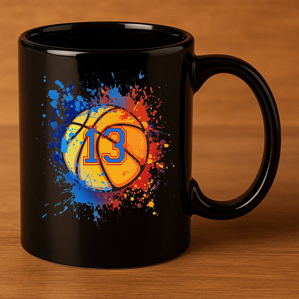 13th Birthday Party Thirteen 13 Year Old Basketball Bday 11oz C Handle Ceramic Mug