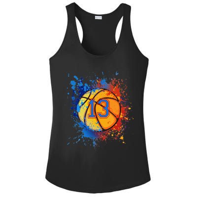 13th Birthday Party Thirteen 13 Year Old Basketball Bday Ladies PosiCharge Competitor Racerback Tank