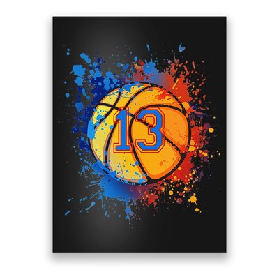 13th Birthday Party Thirteen 13 Year Old Basketball Bday Poster