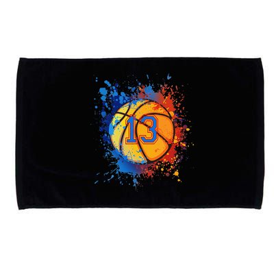 13th Birthday Party Thirteen 13 Year Old Basketball Bday Microfiber Hand Towel