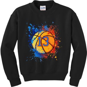 13th Birthday Party Thirteen 13 Year Old Basketball Bday Kids Sweatshirt