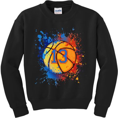 13th Birthday Party Thirteen 13 Year Old Basketball Bday Kids Sweatshirt