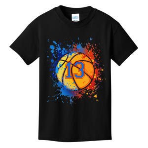 13th Birthday Party Thirteen 13 Year Old Basketball Bday Kids T-Shirt