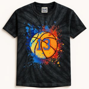 13th Birthday Party Thirteen 13 Year Old Basketball Bday Kids Tie-Dye T-Shirt