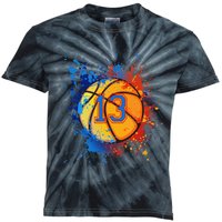 13th Birthday Party Thirteen 13 Year Old Basketball Bday Kids Tie-Dye T-Shirt