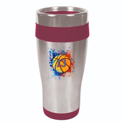 13th Birthday Party Thirteen 13 Year Old Basketball Bday 16oz Travel Tumbler