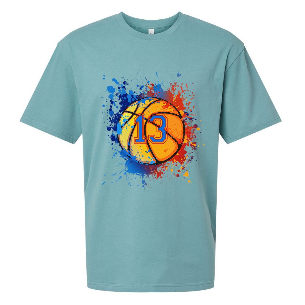 13th Birthday Party Thirteen 13 Year Old Basketball Bday Sueded Cloud Jersey T-Shirt