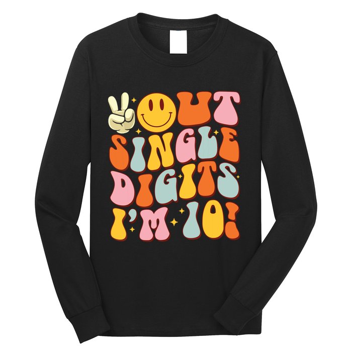 10th Birthday Peace Out Single Digit Im 10 Party Girl Long Sleeve Shirt