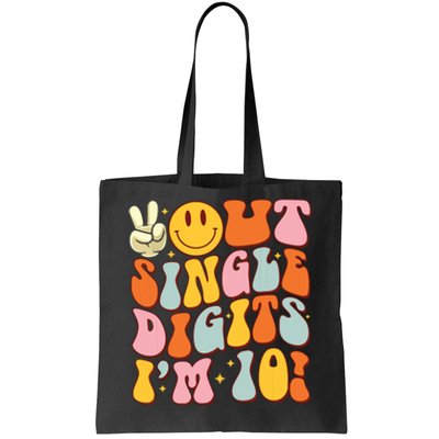 10th Birthday Peace Out Single Digit Im 10 Party Girl Tote Bag