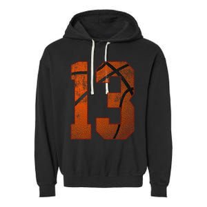 13th Birthday Party Thirteen 13 Year Old Basketball Bday Garment-Dyed Fleece Hoodie