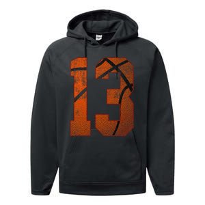 13th Birthday Party Thirteen 13 Year Old Basketball Bday Performance Fleece Hoodie