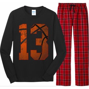 13th Birthday Party Thirteen 13 Year Old Basketball Bday Long Sleeve Pajama Set