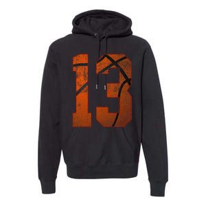 13th Birthday Party Thirteen 13 Year Old Basketball Bday Premium Hoodie