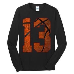 13th Birthday Party Thirteen 13 Year Old Basketball Bday Tall Long Sleeve T-Shirt