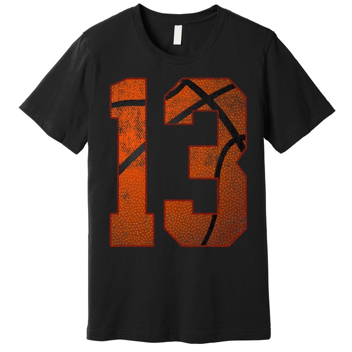 13th Birthday Party Thirteen 13 Year Old Basketball Bday Premium T-Shirt