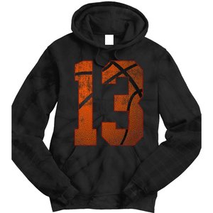 13th Birthday Party Thirteen 13 Year Old Basketball Bday Tie Dye Hoodie