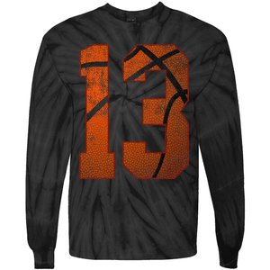 13th Birthday Party Thirteen 13 Year Old Basketball Bday Tie-Dye Long Sleeve Shirt