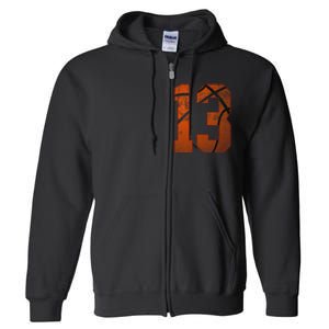 13th Birthday Party Thirteen 13 Year Old Basketball Bday Full Zip Hoodie