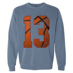 13th Birthday Party Thirteen 13 Year Old Basketball Bday Garment-Dyed Sweatshirt