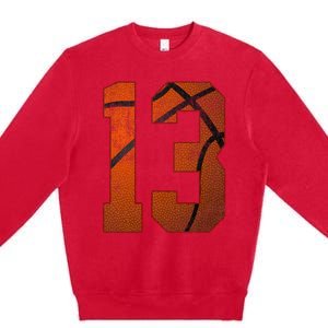 13th Birthday Party Thirteen 13 Year Old Basketball Bday Premium Crewneck Sweatshirt