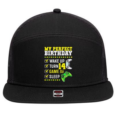 14th Birthday Party Perfect For Gamer 14 Years Olds 7 Panel Mesh Trucker Snapback Hat