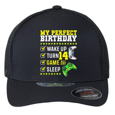 14th Birthday Party Perfect For Gamer 14 Years Olds Flexfit Unipanel Trucker Cap