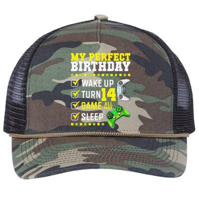 14th Birthday Party Perfect For Gamer 14 Years Olds Retro Rope Trucker Hat Cap