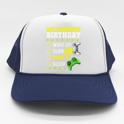 14th Birthday Party Perfect For Gamer 14 Years Olds Trucker Hat