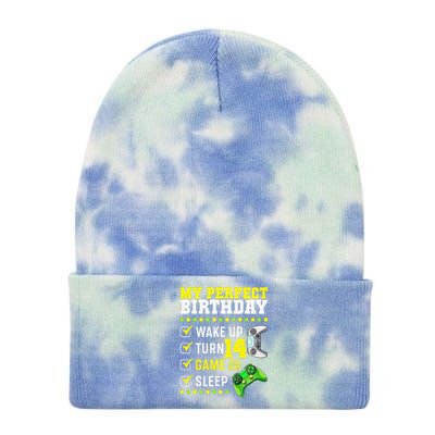 14th Birthday Party Perfect For Gamer 14 Years Olds Tie Dye 12in Knit Beanie