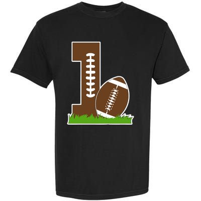 1st Birthday Party Football Boy One Year Old Football Player Garment-Dyed Heavyweight T-Shirt