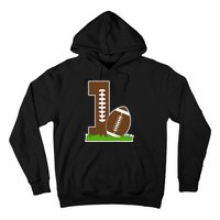 1st Birthday Party Football Boy One Year Old Football Player Hoodie