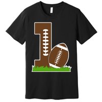 1st Birthday Party Football Boy One Year Old Football Player Premium T-Shirt