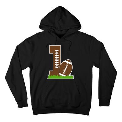 1st Birthday Party Football Boy One Year Old Football Player Tall Hoodie