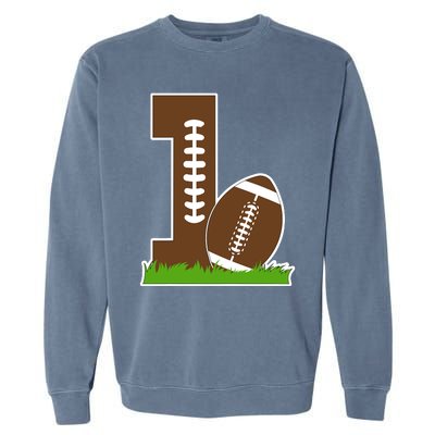 1st Birthday Party Football Boy One Year Old Football Player Garment-Dyed Sweatshirt