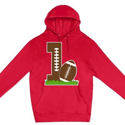 1st Birthday Party Football Boy One Year Old Football Player Premium Pullover Hoodie