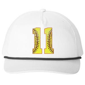 11th Birthday Party Eleven 11 Year Old Softball Bday Snapback Five-Panel Rope Hat