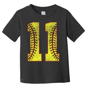 11th Birthday Party Eleven 11 Year Old Softball Bday Toddler T-Shirt