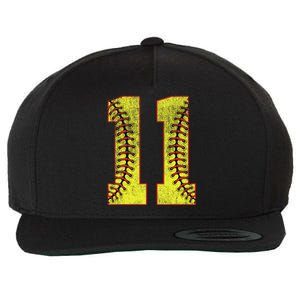 11th Birthday Party Eleven 11 Year Old Softball Bday Wool Snapback Cap