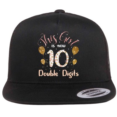 10th Bday Party Gift 2010 This Girl Is Now 10 Double Digits Flat Bill Trucker Hat