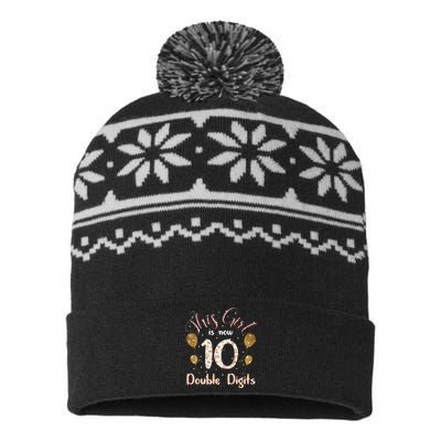 10th Bday Party Gift 2010 This Girl Is Now 10 Double Digits USA-Made Snowflake Beanie