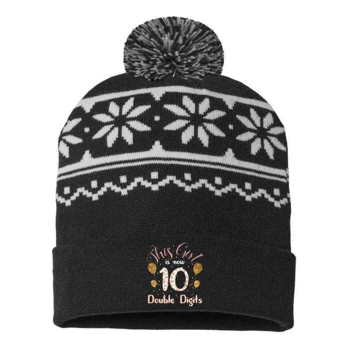 10th Bday Party Gift 2010 This Girl Is Now 10 Double Digits USA-Made Snowflake Beanie