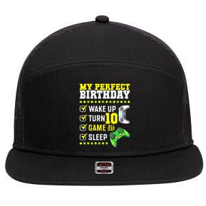 10th Birthday Party Perfect For Gamer 10 Years Old Boy 7 Panel Mesh Trucker Snapback Hat