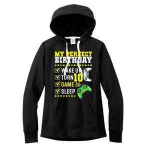 10th Birthday Party Perfect For Gamer 10 Years Old Boy Women's Fleece Hoodie