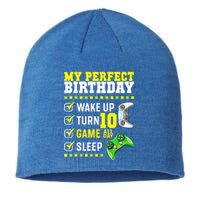 10th Birthday Party Perfect For Gamer 10 Years Old Boy Sustainable Beanie