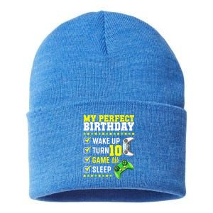 10th Birthday Party Perfect For Gamer 10 Years Old Boy Sustainable Knit Beanie