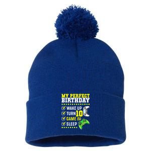 10th Birthday Party Perfect For Gamer 10 Years Old Boy Pom Pom 12in Knit Beanie