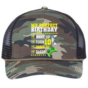 10th Birthday Party Perfect For Gamer 10 Years Old Boy Retro Rope Trucker Hat Cap